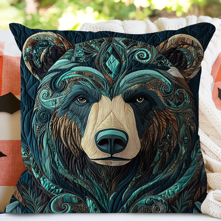 Whispering Woods Bear | Handcrafted Pillow Case