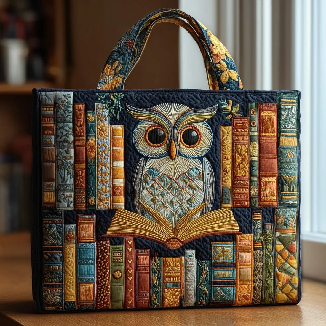Owl Reader Among Ancient Books Quilted Tote Bag – Susan & Linda Atelier