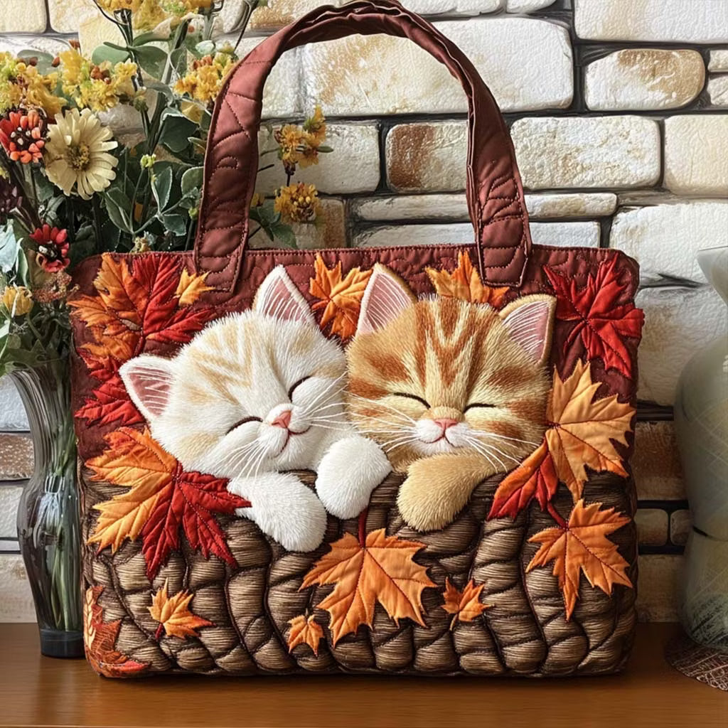 Autumn Cats Quilted Tote Bag