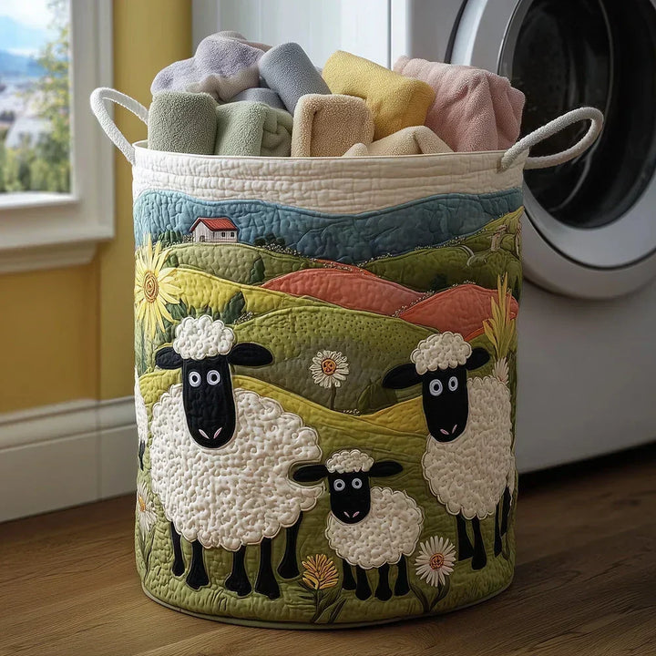 Sheep in Valley | Handcrafted Laundry Basket