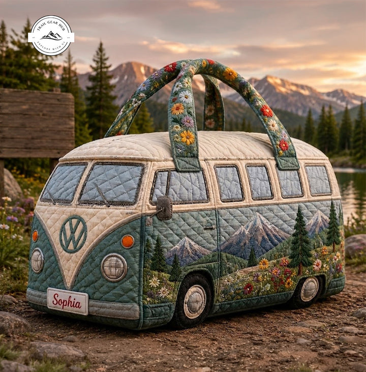 Mountain Camper Van Personalized Quilted Duffle Bag