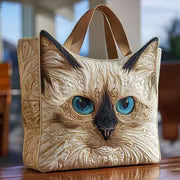 Blue Eyed Cat Quilted Tote Bag