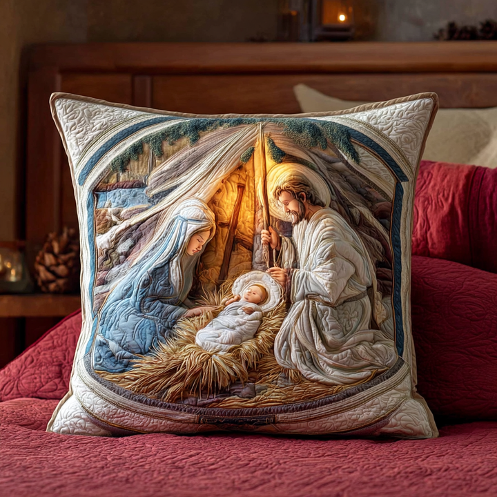 Silent Night Blessing | Handcrafted Pillow Case